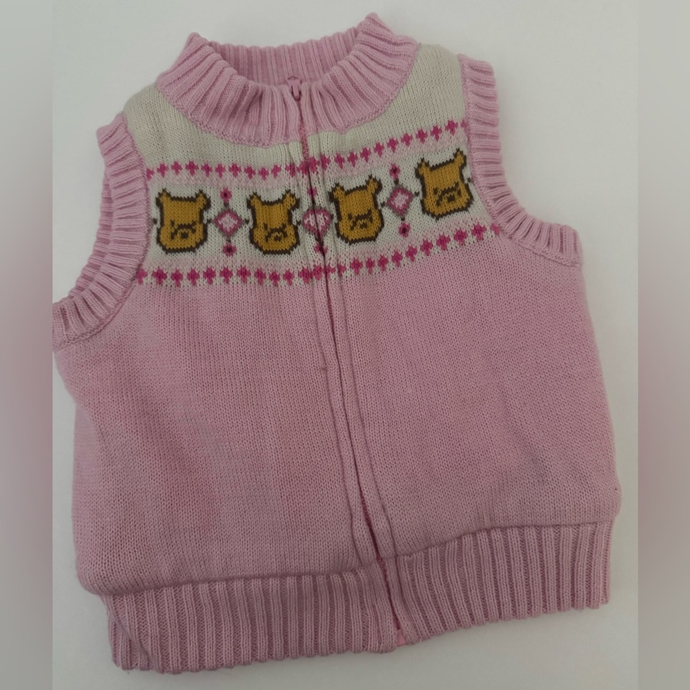Vintage Disney Baby Winnie the Pooh Pink Knit Vest 3-6 months